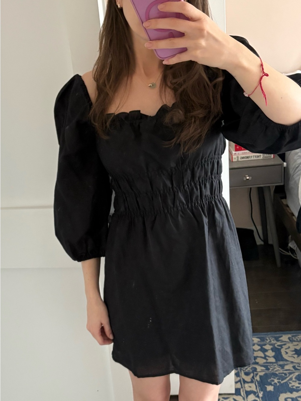 Charlie Holiday Black Puff Sleeve Mini Dress S